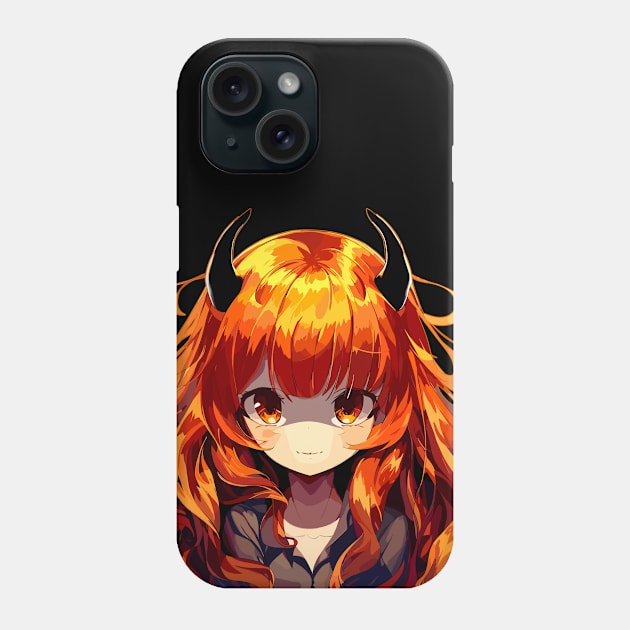 Beautiful orange hair anime woman Phone Case by TomFrontierArt