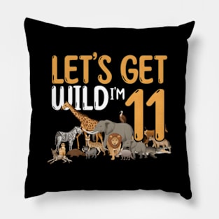 11Th Zoo Safari Jungle Animal Let'S Get Wild I'M 11 Pillow