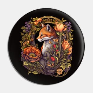 Fox and flowers Pin