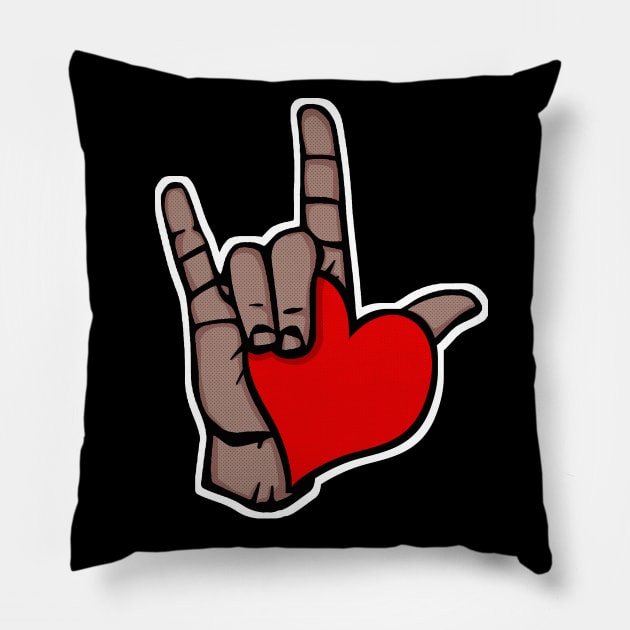 I Love You in American Sign Language #2 / Heart Design Pillow by DankFutura