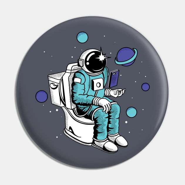 Poopin Space Astronaut Color Funny Space Gift Pin by atomguy