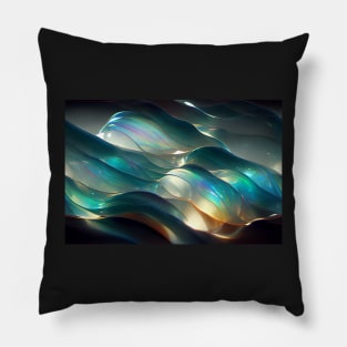 Iridescent Holograms Painted Glass Waves Pillow