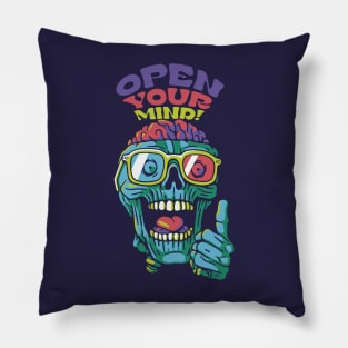 Just Be Open Minded! Skeleton Zoombie by Tobe Fonseca Pillow