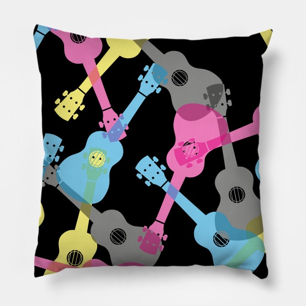 Play Ukulele - Be Happy Pillow by schlag.art