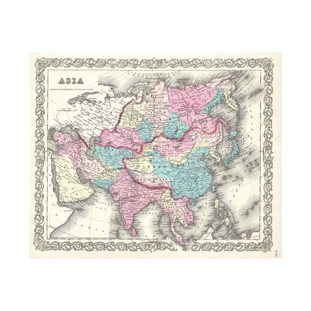 Vintage Map of Asia (1855) by Bravuramedia