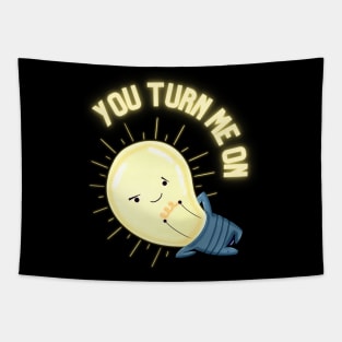 You turn me on light bulb Tapestry