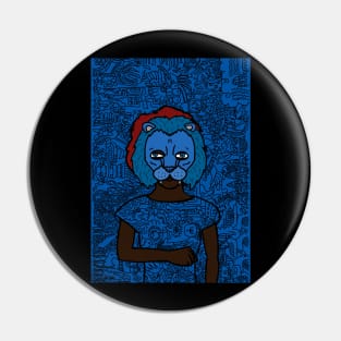 Sir - Dark Female Character with Animal Mask and Doodle Accent Pin