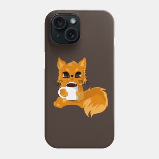 Cat with cup of coffee Phone Case