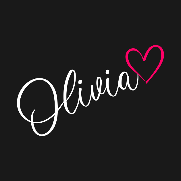 Olivia Name Calligraphy Pink Heart - Olivia Name - T-Shirt | TeePublic