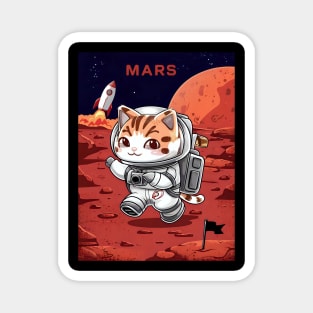 Cute cat astronaut on mars Magnet