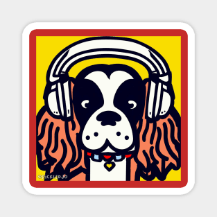 Spaniel Wearing Headphones Doodle Magnet