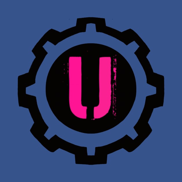 Pink Letter U in a Black Industrial Cog by MistarCo