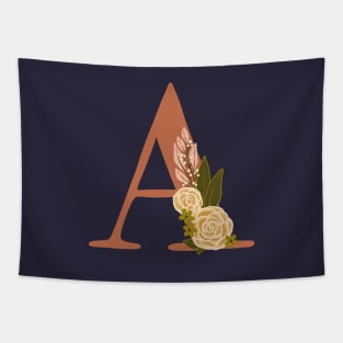 Floral Monogram Letter A Tapestry