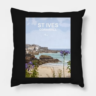 St Ives Cornwall. Cornish gift Kernow Travel location poster Pillow