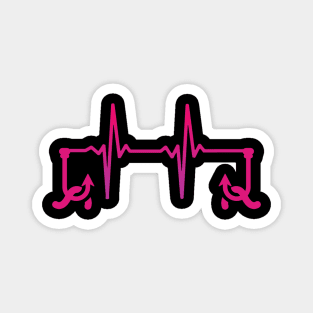 fishing hook heartbeat Pink Magnet