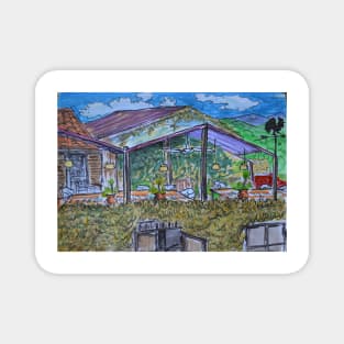 Watercolor Sketch - A Terrace on a Farm in Southern Sicily. 2013 Magnet