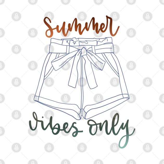 Summer Vibes Only with Watercolor Paperbag Denim Shorts by elizabethsdoodles