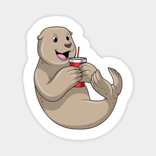 Seal with Mug with Straw Magnet
