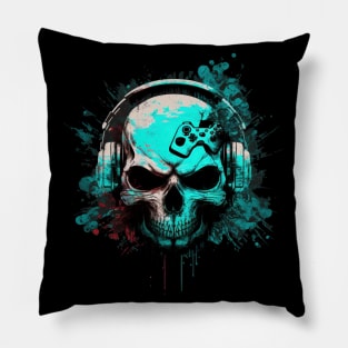 Hardcore Gamer Skull Pillow