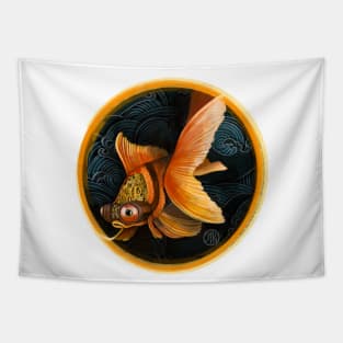 Steampunk Mechanical Goldfish Tapestry