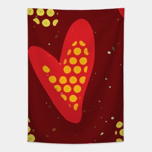 Organic Heart Shapes Abstract Background Design in Red and Maroon Complimentary Tones GC-116-4 Tapestry