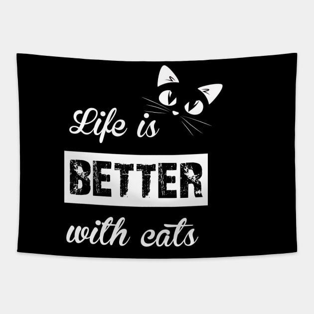 life is better with cats Tapestry by zakchman