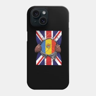 Moldova Flag Great Britain Flag Ripped - Gift for Moldovan From Moldova Phone Case