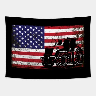 Tractor American Flag patriotic vintage farming Tapestry