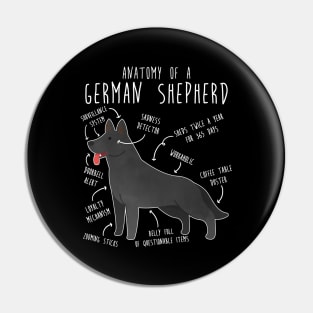 Black German Shepherd Dog Anatomy Pin