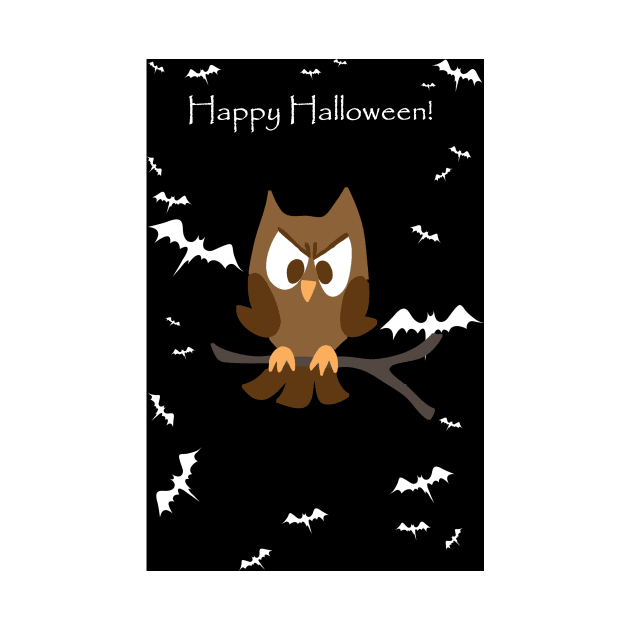 "Happy Halloween" Spooky Brown Owl by saradaboru