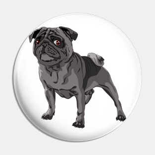 Black pug Dog Pin