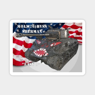 M4A3E8 Sherman Tank w/American flag Magnet