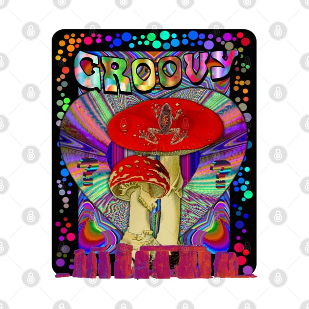 Psychedelic Groovy Magic Mushroom Frog Inner Dimension Trippy Hippy Colorful Tie Dye Shirt Mug Tapestry Sticker + More by blueversion