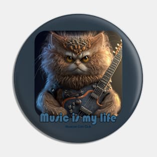 Music is My Life musician cat Pin