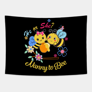 Gender Reveal He or She Nanny to Bee Baby Announcement Tapestry