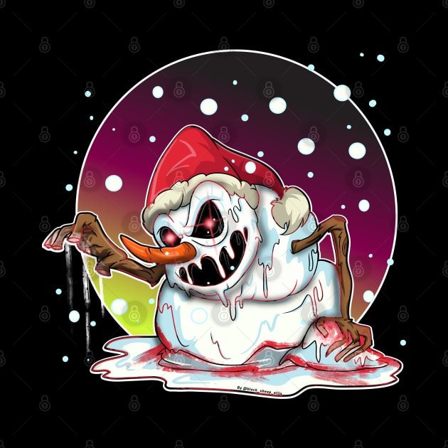 Dark Snowy Christmas Snowman by Trendy Black Sheep