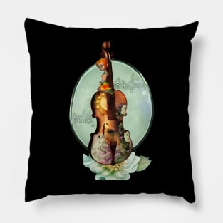 The Majesty of Violin with Flowers Pillow