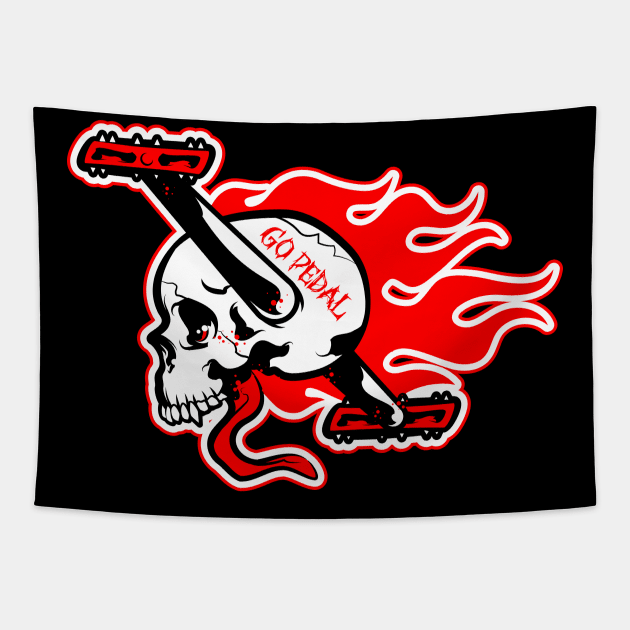 Mountain Biking - Go Pedal Skull & Flames Tapestry by pedalhead