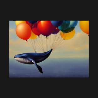 Big Blue Whale and air balloons T-Shirt