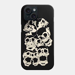 Smorgasbord Of Skulls Retro White Color Lineart Phone Case