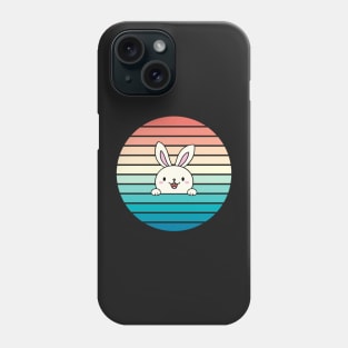 Cute Bunny - Rabbit on a Retro Multicolor Sunset Design Phone Case