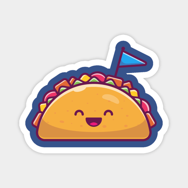 Cute Taco With Flag Cartoon Magnet by Catalyst Labs