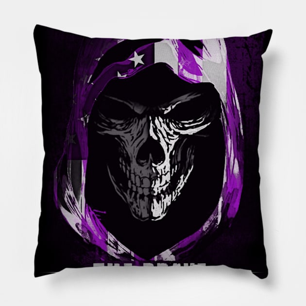 When Death Smiles At Us The Brave Smile Back Alzheimers Awareness Peach Ribbon Warrior Pillow by celsaclaudio506