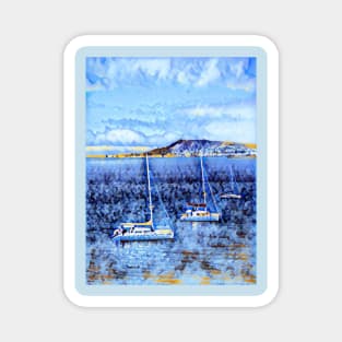 Yachts in the ocean- snow effect Magnet