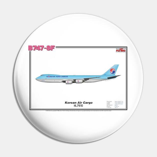 Boeing B747-8F - Korean Air (Art Print) Pin by TheArtofFlying