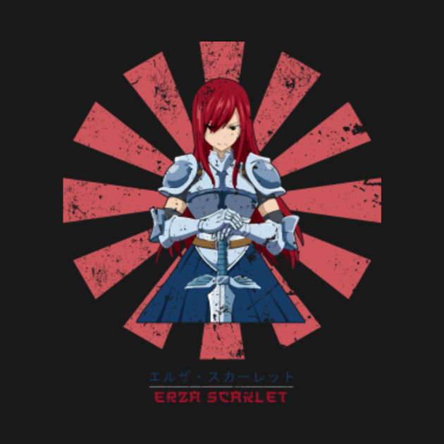 Discover Erza Scarlet Retro Japanese Fairy Tail - Erza Scarlet - T-Shirt