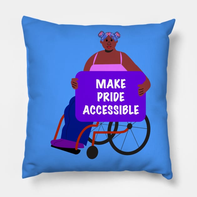 Black Activist in a Wheelchair: Make Pride Accessible Pillow by elizabethtruedesigns