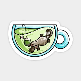 Pla-tea-pus Kawaii Cute Platypus Tea Pun Magnet