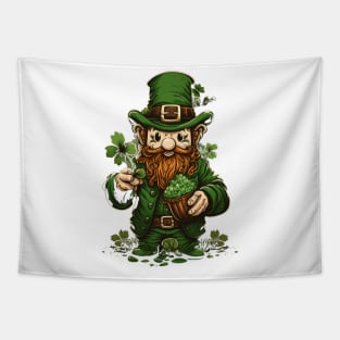 green gnome wearing a green hat with a shamrock Tapestry