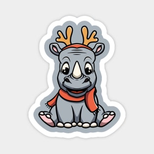 Cute Christmas Rhino Magnet